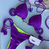 Solid Color Micro Thong Strappy Bikini